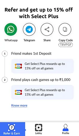 Ludo Select Refer And Earn